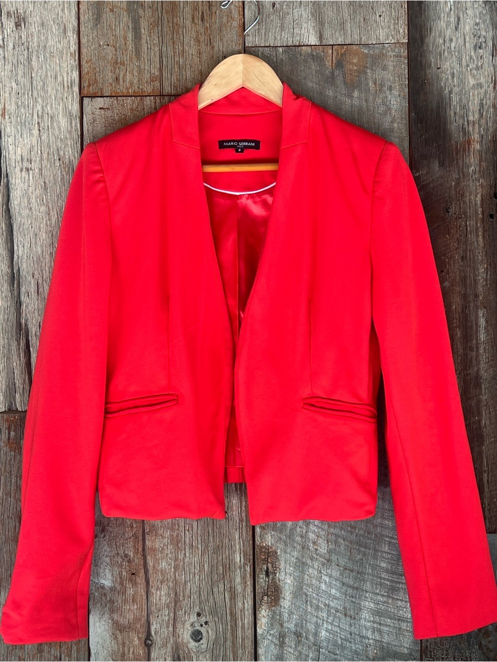 Mario Serrani Women's Red Open-Front Blazer Sz 8 runs small